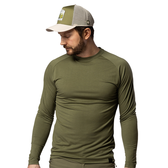 Beyond Nordic BN219 M\'s Light Merino LS Crew Moss Green in de groep Kleding & Schoenen / Kleding / Onderkleding & Ondergoed / Basislaag top bij Sportfiskeprylar.se (BN219-M-MOSS-Lr)