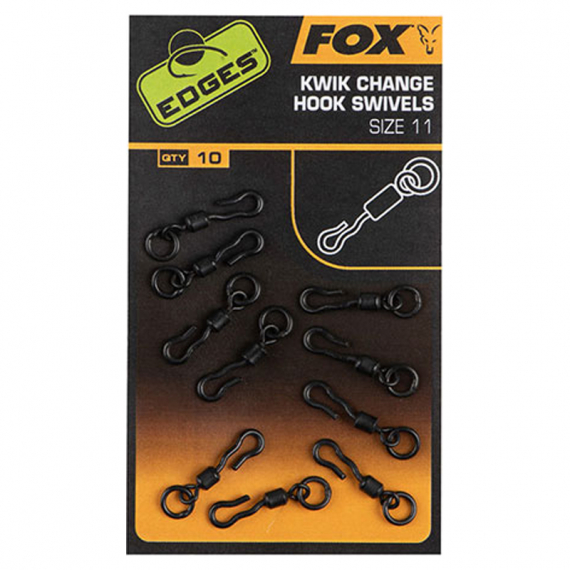Fox Edges Kwik Change Hook Swivels (10pcs) Size 10 in de groep Haken & Terminal Tackle / Snaps / Snap Clips & Fastach bij Sportfiskeprylar.se (CAC701)