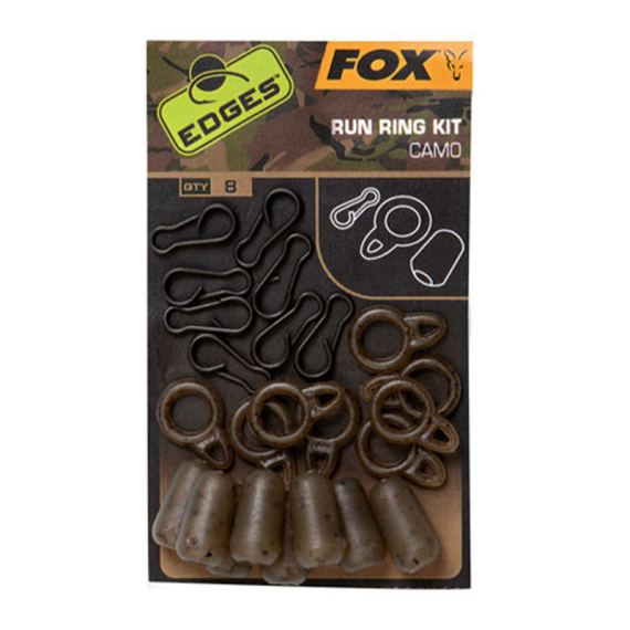 Fox Edges Camo Run Ring Kit 8-pack in de groep Haken & Terminal Tackle / Rig Accessoires / Andere rig-accessoires bij Sportfiskeprylar.se (CAC772)