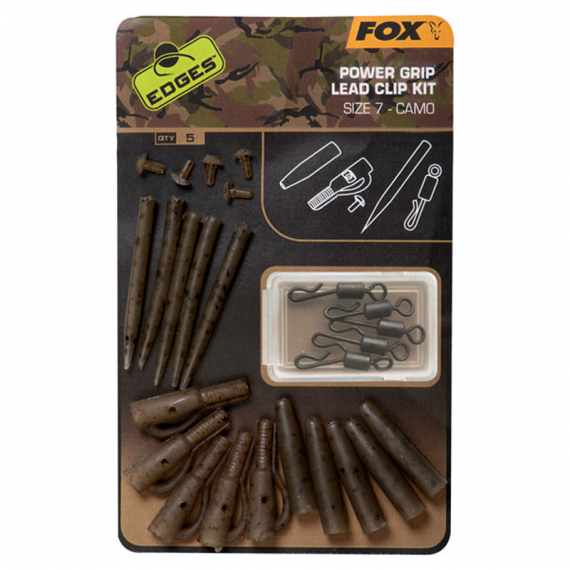 Fox Edges Camo Power Grip Lead Clip kit size 7 5pcs in de groep Haken & Terminal Tackle / Rig Accessoires / Loop clips bij Sportfiskeprylar.se (CAC776)