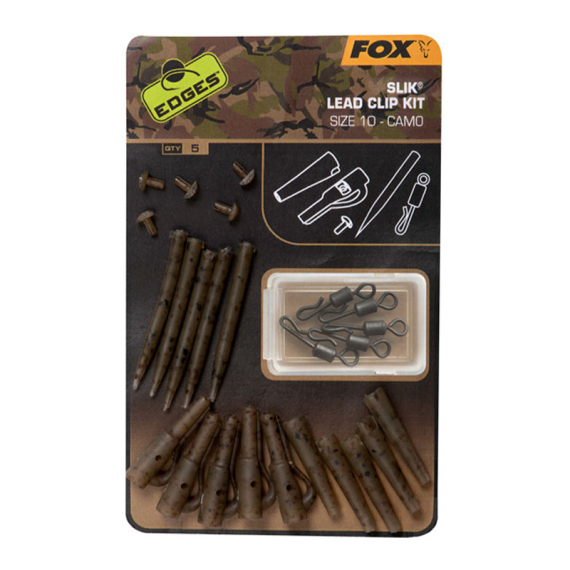 Fox Edges Camo Slik Lead Clip Kit Size 10 5-pack in de groep Haken & Terminal Tackle / Rig Accessoires / Andere rig-accessoires bij Sportfiskeprylar.se (CAC779)