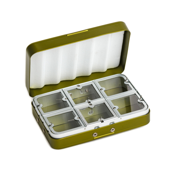 Aluminium box 6 compartments - Olive in de groep Opslag / Tackleboxen / Vliegvisboxen bij Sportfiskeprylar.se (CH-302)