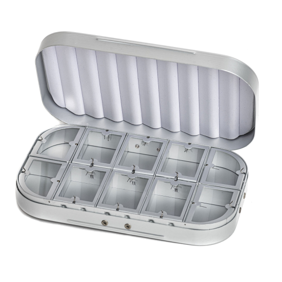Aluminium box 10 compartments - Silver in de groep Opslag / Tackleboxen / Vliegvisboxen bij Sportfiskeprylar.se (CH-305)