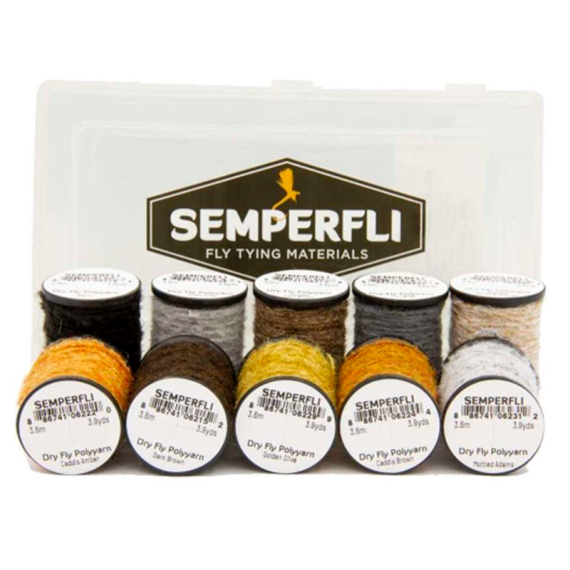 Semperfli Dry Fly Polyyarn Collections Caddis Collection in de groep Haken & Terminal Tackle / Vliegvis bindmateriaal / Vliegbindmateriaal / Garen & Chenille bij Sportfiskeprylar.se (DDFPBOXCAD)