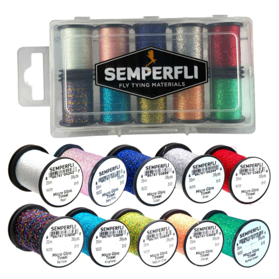 Semperfli Micro Glint Nymph Tinsel Collection Attractor Colors in de groep Haken & Terminal Tackle / Vliegvis bindmateriaal / Vliegbindmateriaal / Garen & Chenille bij Sportfiskeprylar.se (DMGL000STL)