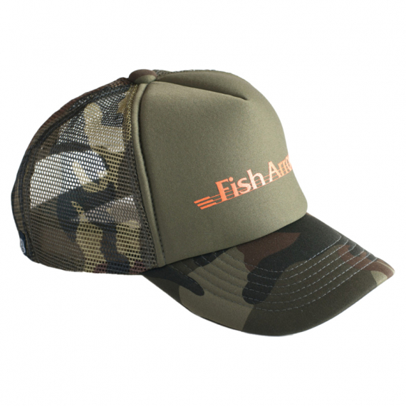 Fish Arrow Mesh Cap Green Camo/Orange logo in de groep Kleding & Schoenen / Petten, mutsen en overig / Petten / Truckerpetten bij Sportfiskeprylar.se (FA-4562178067828)