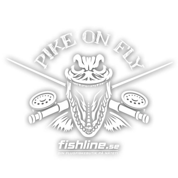 Fishline Pike on Fly sticker White in de groep Andere / Stickers en stickers bij Sportfiskeprylar.se (FL-STICK-POFV2)