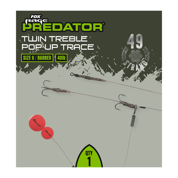 Fox Rage Twin Treble Pop-Up Trace in de groep Haken & Terminal Tackle / Kant-en-klare rigs / Roofvis takels bij Sportfiskeprylar.se (FRR030r)