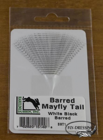 BARRED MAYFLY TAIL #1 WHITE BLACK BARRED in de groep Haken & Terminal Tackle / Vliegvis bindmateriaal / Vliegbindmateriaal / Andere synthetische materialen bij Sportfiskeprylar.se (HL-BMT1)