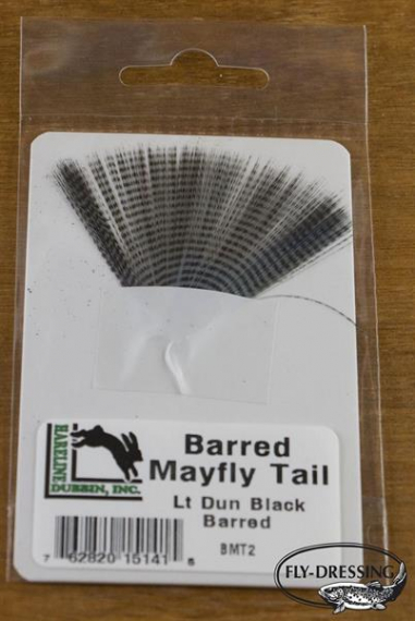 BARRED MAYFLY TAIL #2 LT DUN BLACK BARRED in de groep Haken & Terminal Tackle / Vliegvis bindmateriaal / Vliegbindmateriaal / Andere synthetische materialen bij Sportfiskeprylar.se (HL-BMT2)