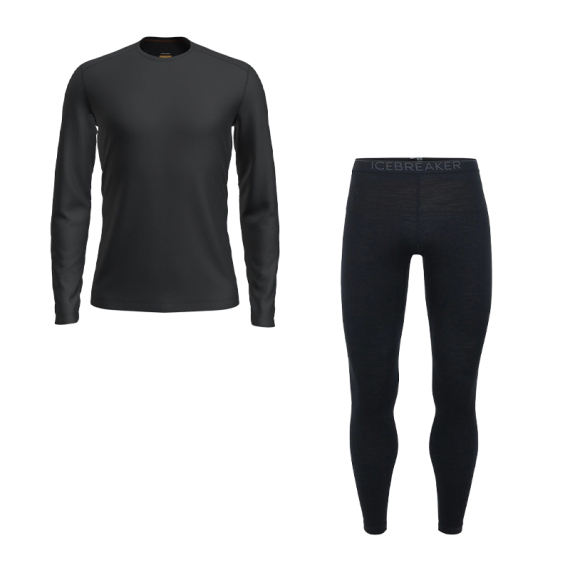 Icebreaker Mens 200 Oasis LS Crewe & Leggings Black in de groep Kleding & Schoenen / Kleding / Onderkleding & Ondergoed / Basislaag set bij Sportfiskeprylar.se (IVEBREAKERSET)