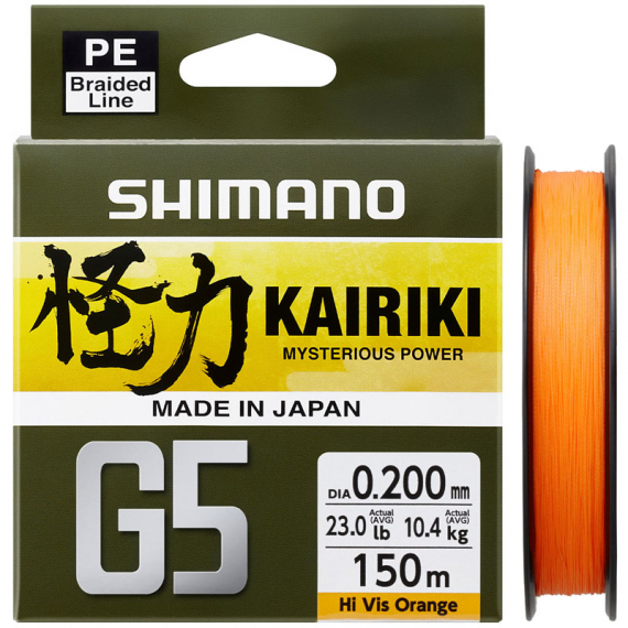 Shimano Line Kairiki G5 150m Orange - 0.17mm 6.9kg in de groep Lijnen / Gevlochten Lijnen bij Sportfiskeprylar.se (LDM51UE170150H)