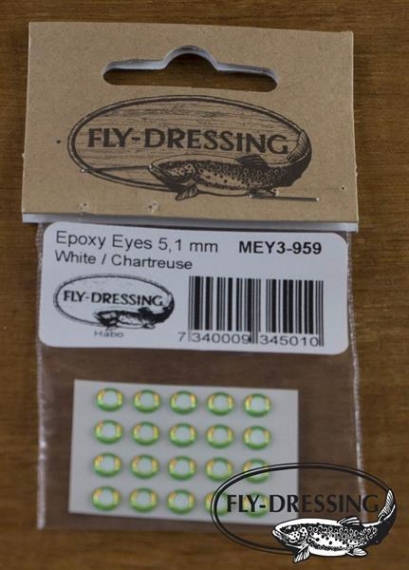 Epoxy Eyes 5,1mm, White/Chartreuse in de groep Haken & Terminal Tackle / Vliegvis bindmateriaal / Vliegbindmateriaal / Ogen bij Sportfiskeprylar.se (MEY3-959)