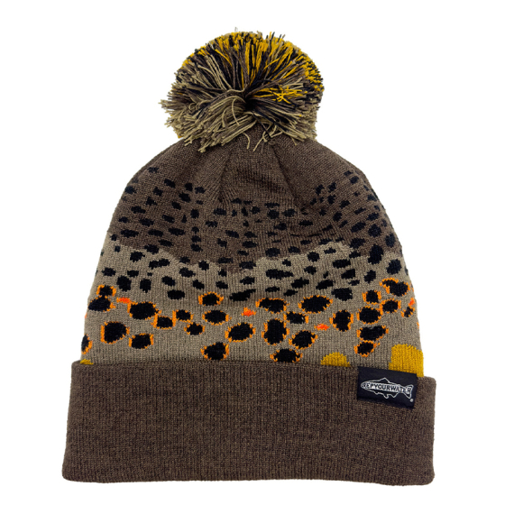 RepYourWater Knit Hat Merino Blend, Pom Pom Brown Trout Skin in de groep Kleding & Schoenen / Petten, mutsen en overig / Mutsen & Hoeden bij Sportfiskeprylar.se (NFD9735)