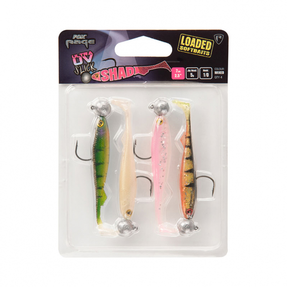 Fox Rage UV Slick Shad Loaded Mix Packs (4-pak) in de groep Kunstaas / Softbaits / Baars Softbaits & Snoekbaars Softbaits bij Sportfiskeprylar.se (NMC023r)