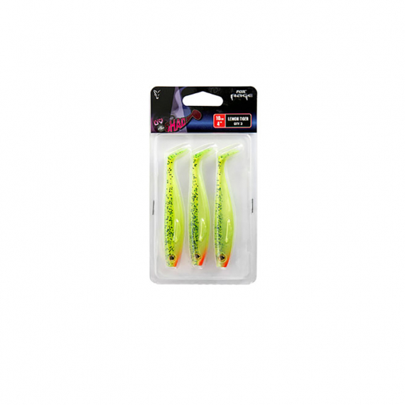 Fox Rage Pro Shad 10 cm / 4\'\' UV Lemontiger 3-pak in de groep Kunstaas / Softbaits / Baars Softbaits & Snoekbaars Softbaits bij Sportfiskeprylar.se (NPS021)