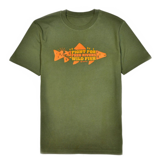 Frödin \'Free Rivers & Wild Fish\' T-Shirt - Khaki Green in de groep Kleding & Schoenen / Kleding / T-shirts bij Sportfiskeprylar.se (OT-FRLr)