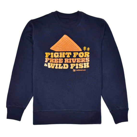 Frödin \'Free Rivers & Wild Fish\' Sweatshirt - Navyv Blue in de groep Kleding & Schoenen / Kleding / Truien / Sweatshirts bij Sportfiskeprylar.se (OT-FRSLr)