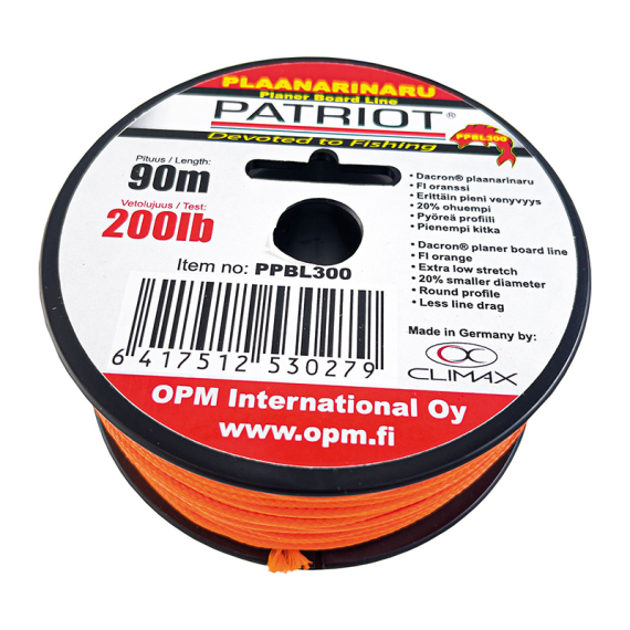 Patriot Planerline Orange, Roll: 90m, 90kg in de groep Gereedschappen en accessoires / Trollrigs en Accessoires bij Sportfiskeprylar.se (PPBL300)