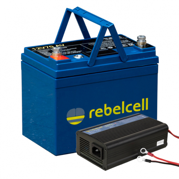 Rebelcell 12V70 AV Li-ion Med Laddare 12.6V10A in de groep Marine Elektronica & Boot / Batterijen & Opladers / Batterijen / Lithium batterijen bij Sportfiskeprylar.se (RC12070AVREUAPACK)