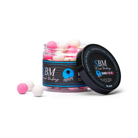 SBM Popups - Sqwidz Pink/White, 18mm in de groep Kunstaas / Boilies, Haakaas & Grondaas / Popups & Wafters bij Sportfiskeprylar.se (SBM-SKWID-FL-P-18MM)