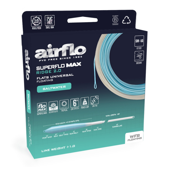 Airflo Superflo Max Ridge 2.0 Flats Universal Floating Fly Line in de groep Lijnen / Vliesvislijnen / Enkele handlijnen bij Sportfiskeprylar.se (SMR-FU-WF6F-SK-CLr)