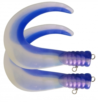 SvartZonker Big Tail (2-pak) - C14 Blue/Pearl White in de groep Kunstaas / Softbaits / Extra staarten & krulstaarten bij Sportfiskeprylar.se (SZ101114)