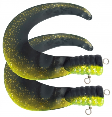 SvartZonker Big Tail (2-pak) - C22 Black/Chartreuse in de groep Kunstaas / Softbaits / Extra staarten & krulstaarten bij Sportfiskeprylar.se (SZ101122)