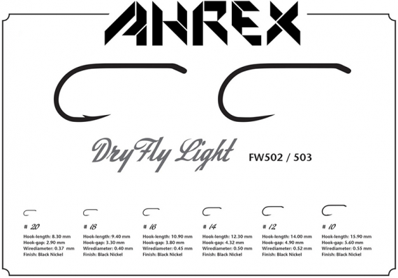 Ahrex FW503 - Dry Light Fly - Barbless #20 in de groep Haken & Terminal Tackle / Haken / Vliegvis bindhaken bij Sportfiskeprylar.se (afw503-20)