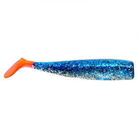 Lunker City Shaker Shad, 8cm, Blue Ice Firetail - (10-pack)