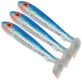 McRubber Big Bass (3-pak) - Blue Silver Glitter
