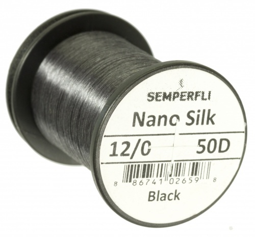 Semperfli Nano Silk 12/0 50D - Black in de groep Haken & Terminal Tackle / Vliegvis bindmateriaal / Vliegbindmateriaal / Binddraad bij Sportfiskeprylar.se (nano-blkr)