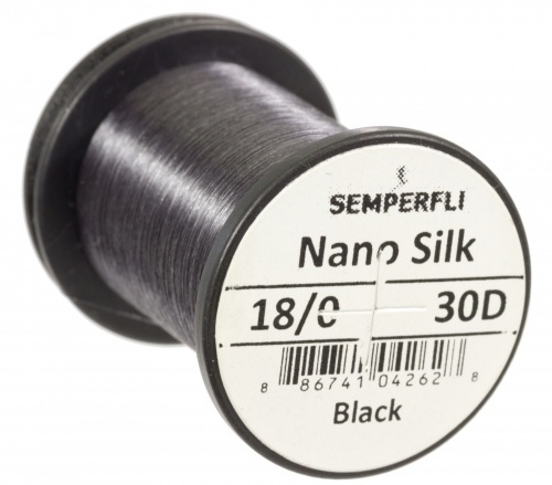 Semperfli Nano Silk 18/0 30D Black in de groep Haken & Terminal Tackle / Vliegvis bindmateriaal / Vliegbindmateriaal / Binddraad bij Sportfiskeprylar.se (nano-ultra-blkr)