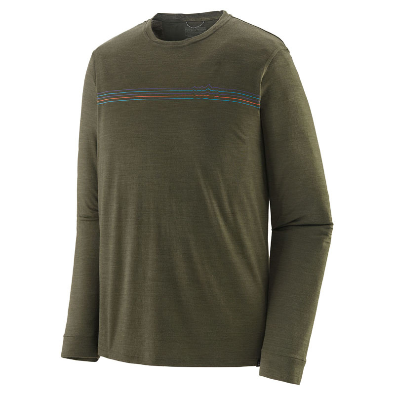 Patagonia M\'s L/S Cap Cool Merino Graphic Shirt Fitz Roy Fader: Basin Green
